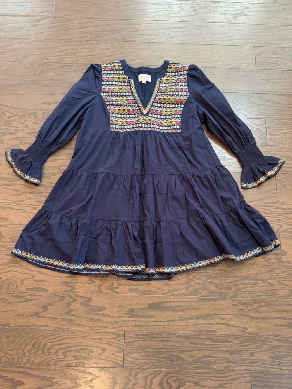 Tuckernuck Pomander Place Navy Embroidered Sequin Kenzo Swing Dress Size XXL - Picture 4 of 11